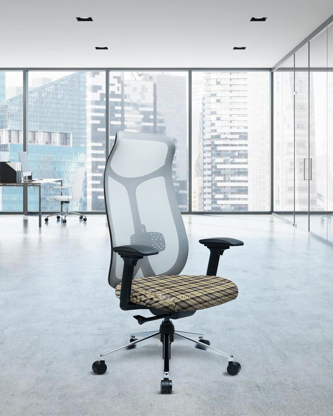 Dominor Executive High-Back Office Chair - Checks Fabric