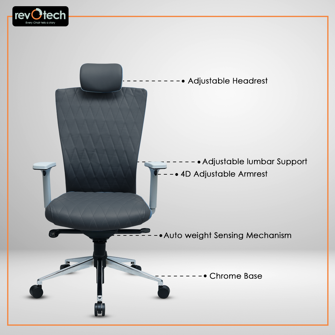 Prominent Full-Cushion Grey Office Chair