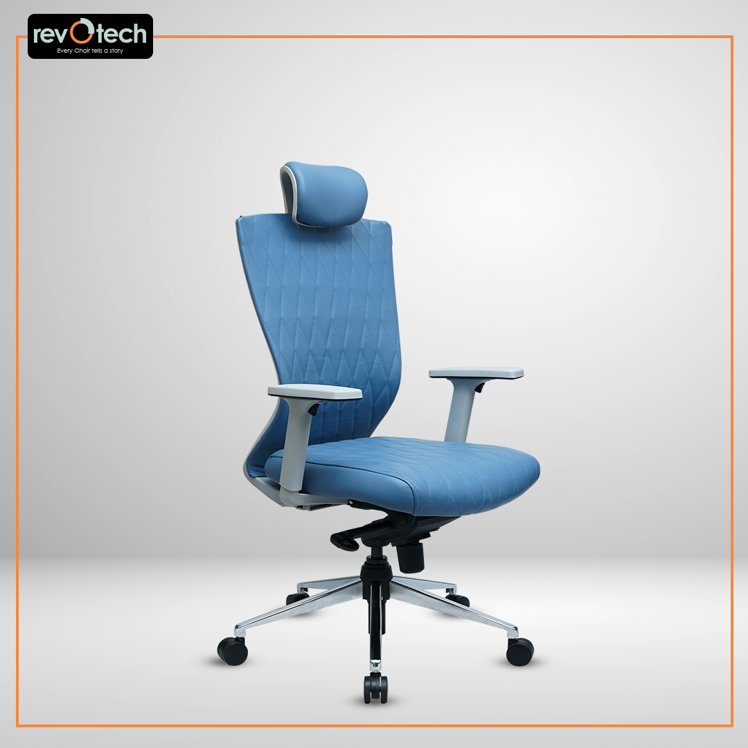 Prominent Full-Cushion Blue Office Chair
