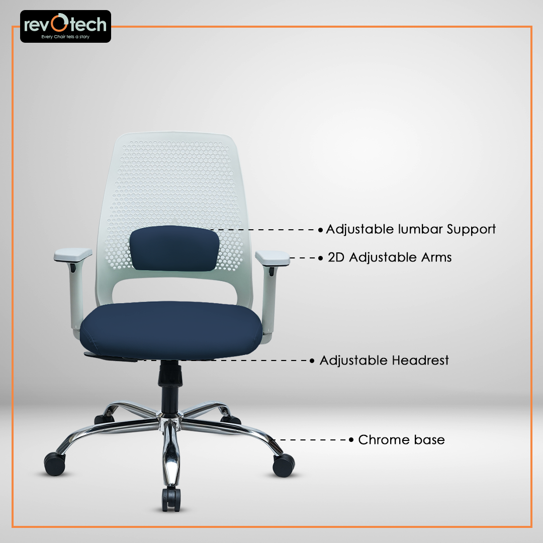 Beehive Mid-Back Office Chair Navy Blue