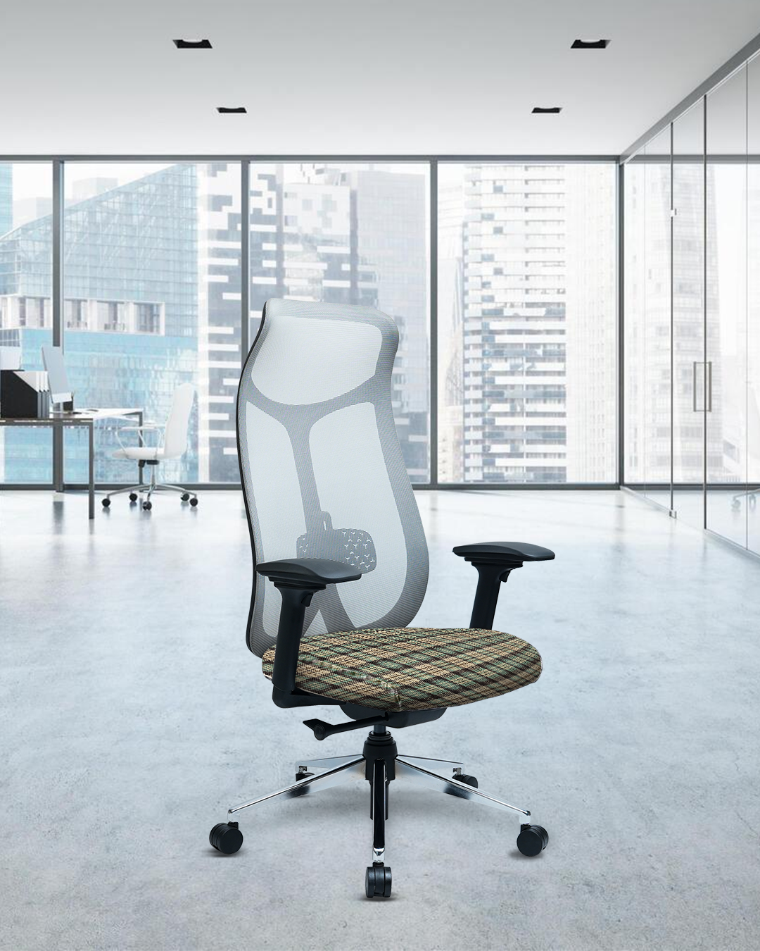 Dominor Executive High-Back Office Chair - Checks Fabric